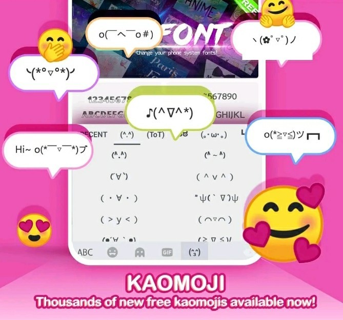 Kaomojis japanese emojis from Kicka keyboard for android.